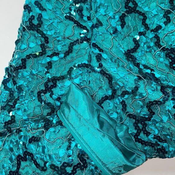 VTG Nah Nah Collection Lace Emerald Sequins Women Blazer Sz 12 Made In USA - Picture 14 of 16